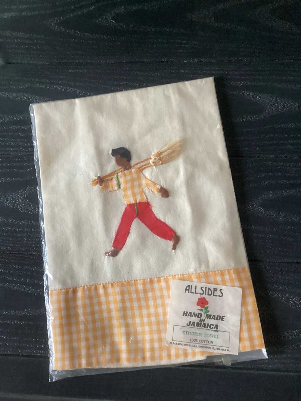 Vintage handmade kitchen towel Jamaican